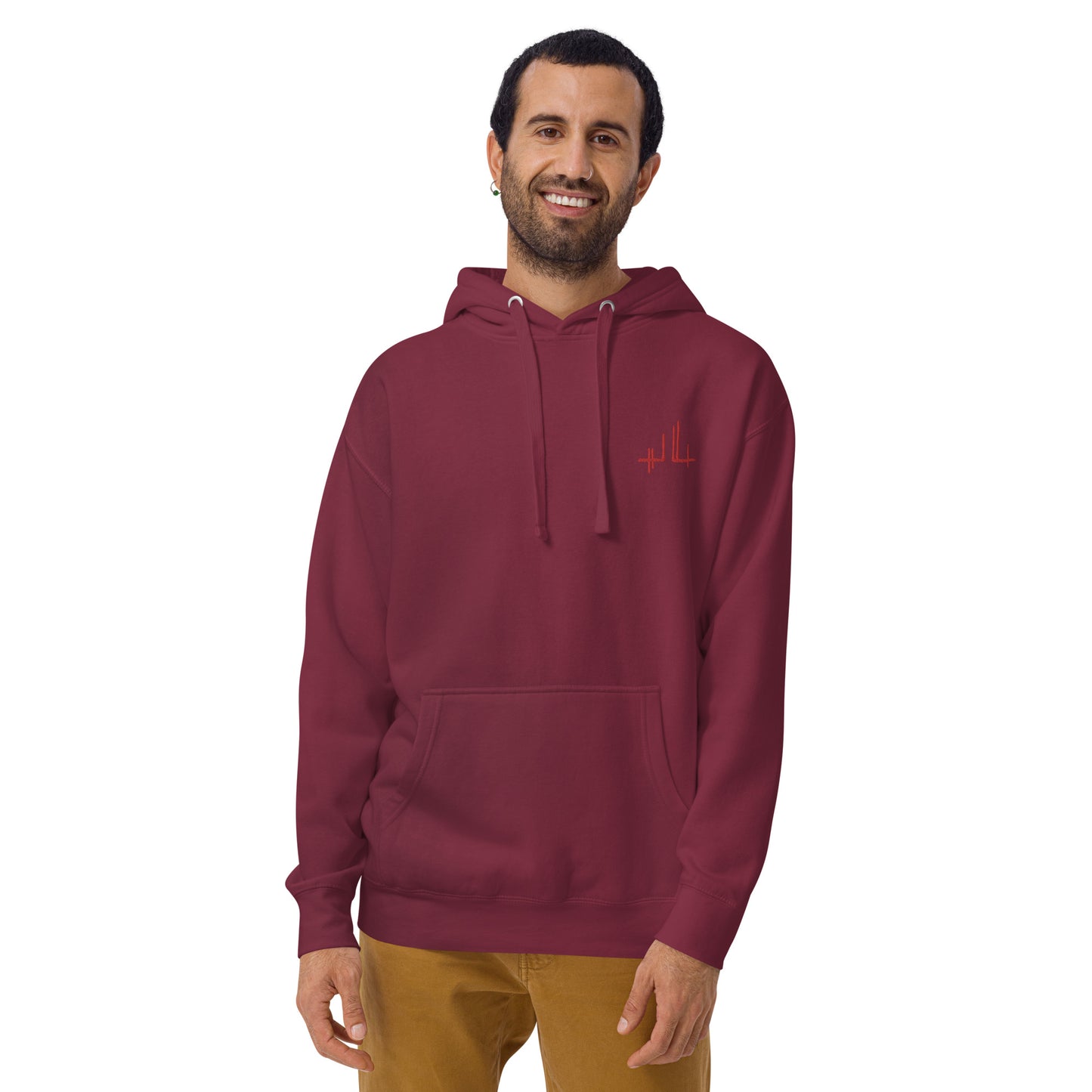 firma bordada roja - Sudadera con capucha unisex