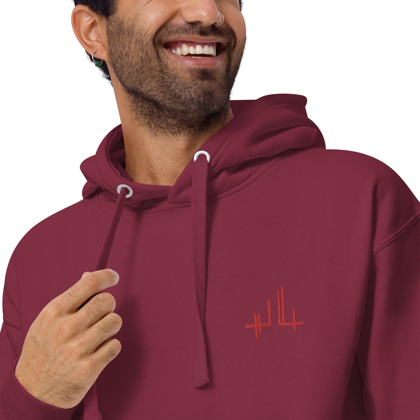 firma bordada roja - Sudadera con capucha unisex