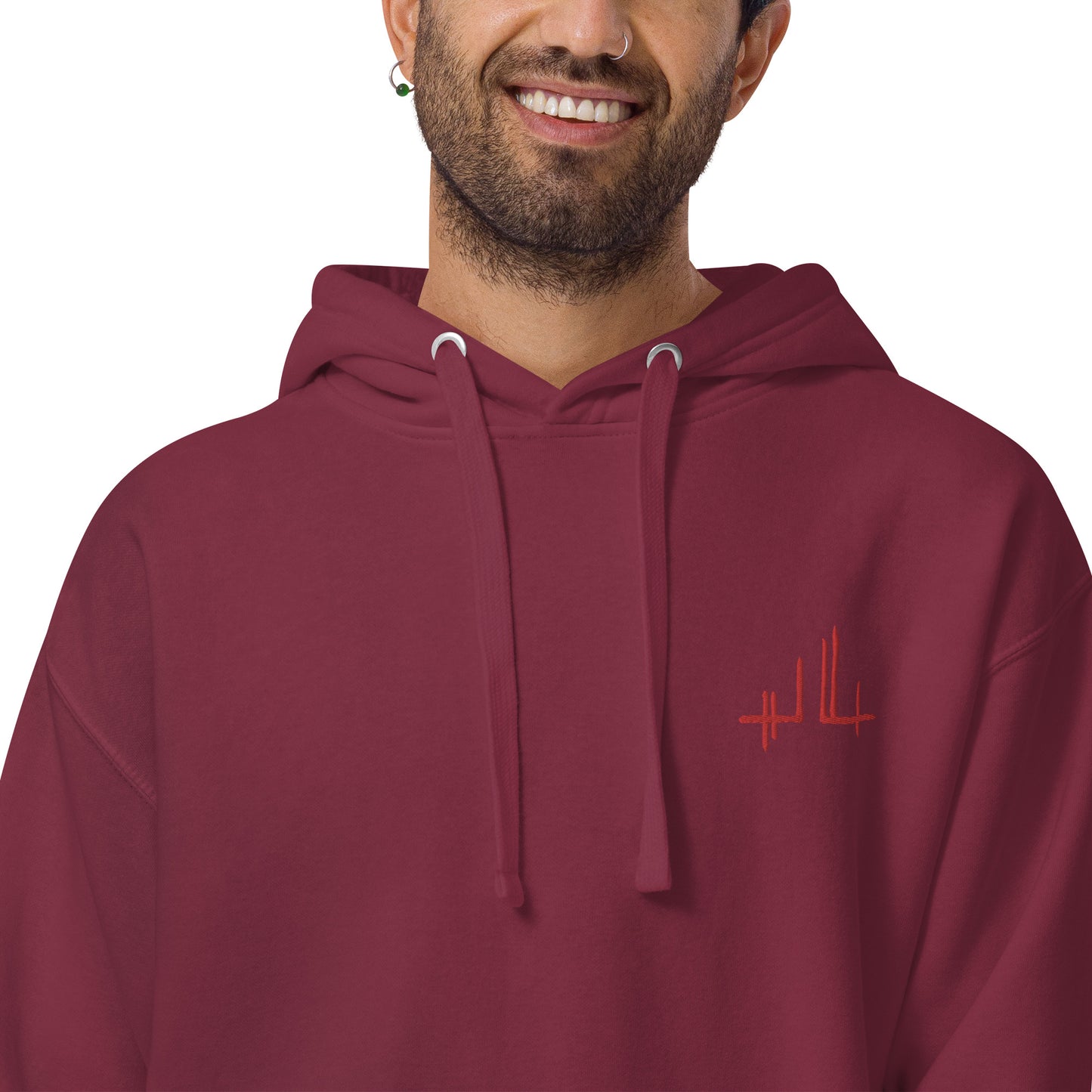 firma bordada roja - Sudadera con capucha unisex