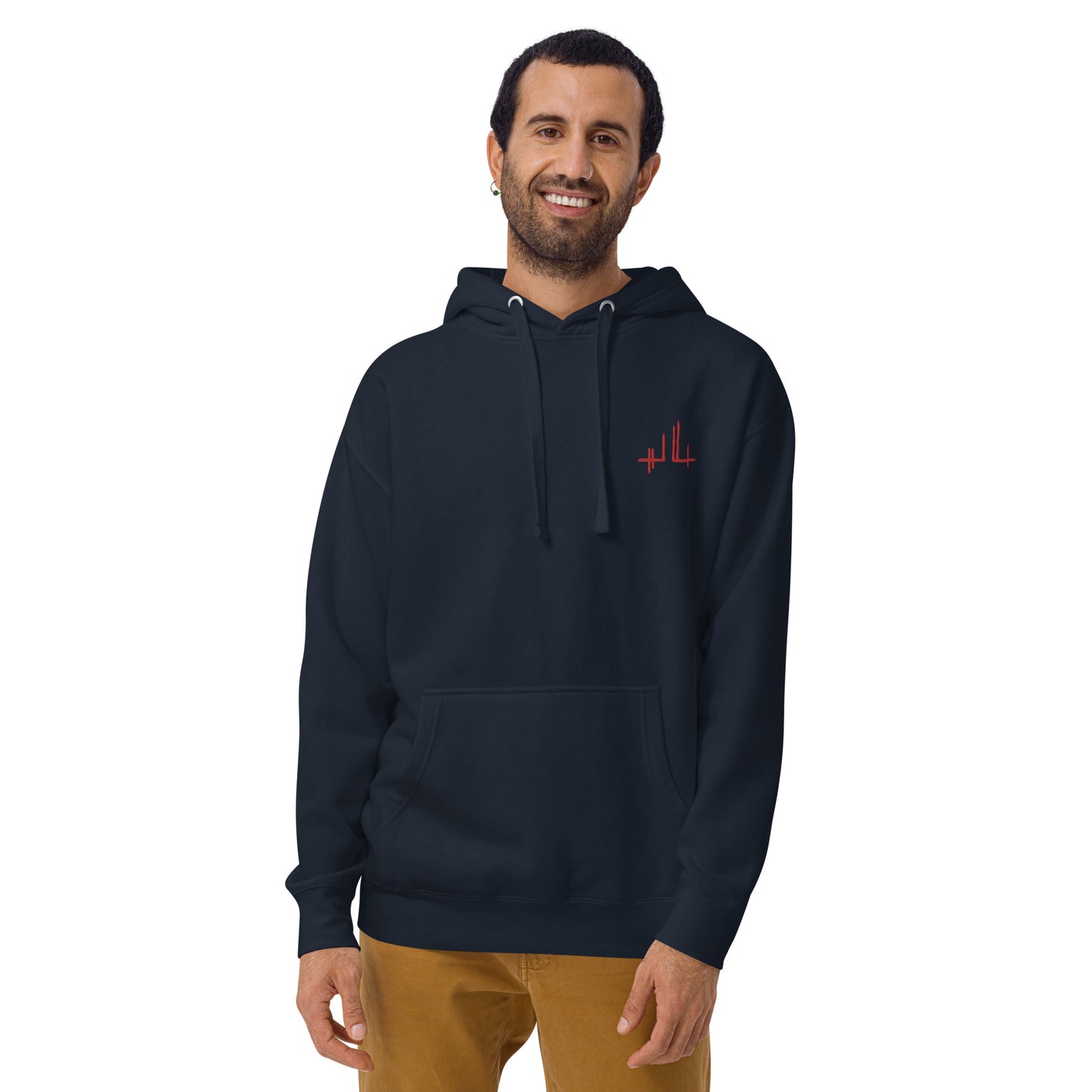 firma bordada roja - Sudadera con capucha unisex