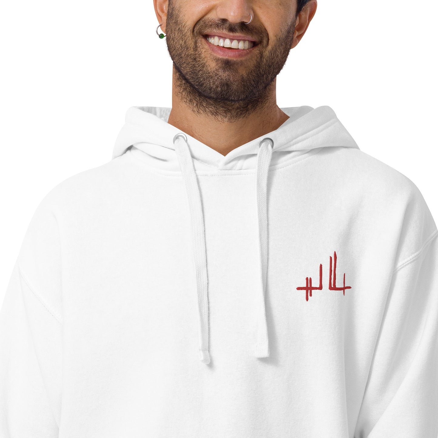 firma bordada roja - Sudadera con capucha unisex