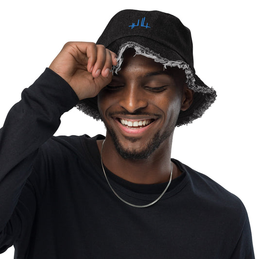 Bob en denim effet usé - signature bleue - Jiel - artiste