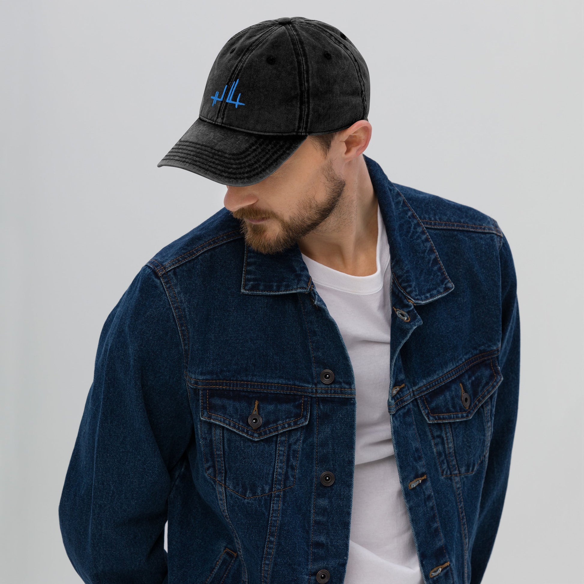 Casquette Vintage en Sergé de Coton - signature bleue - Jiel - artiste