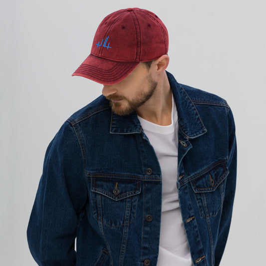 Casquette Vintage en Sergé de Coton - signature bleue - Jiel - artiste
