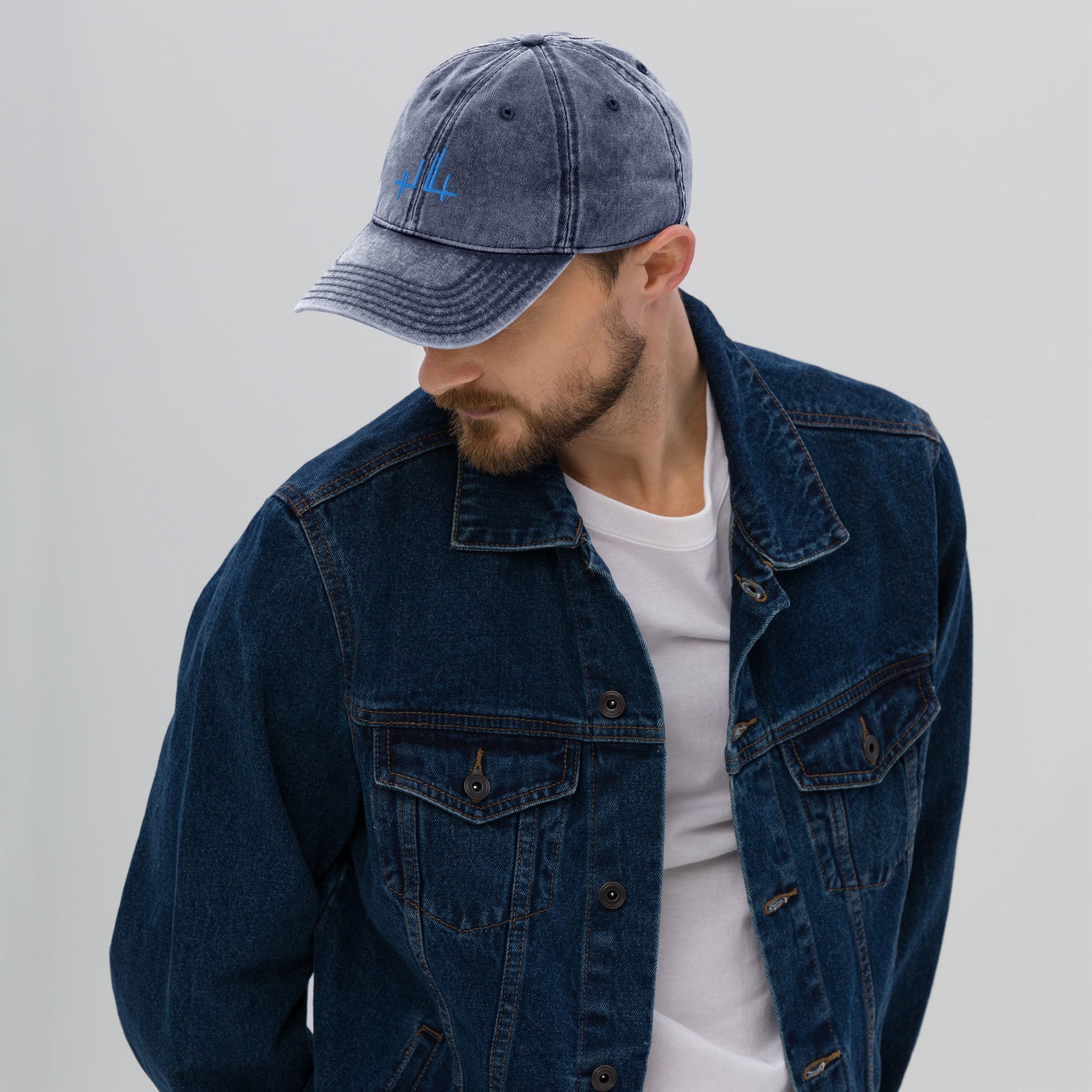 Casquette Vintage en Sergé de Coton - signature bleue - Jiel - artiste