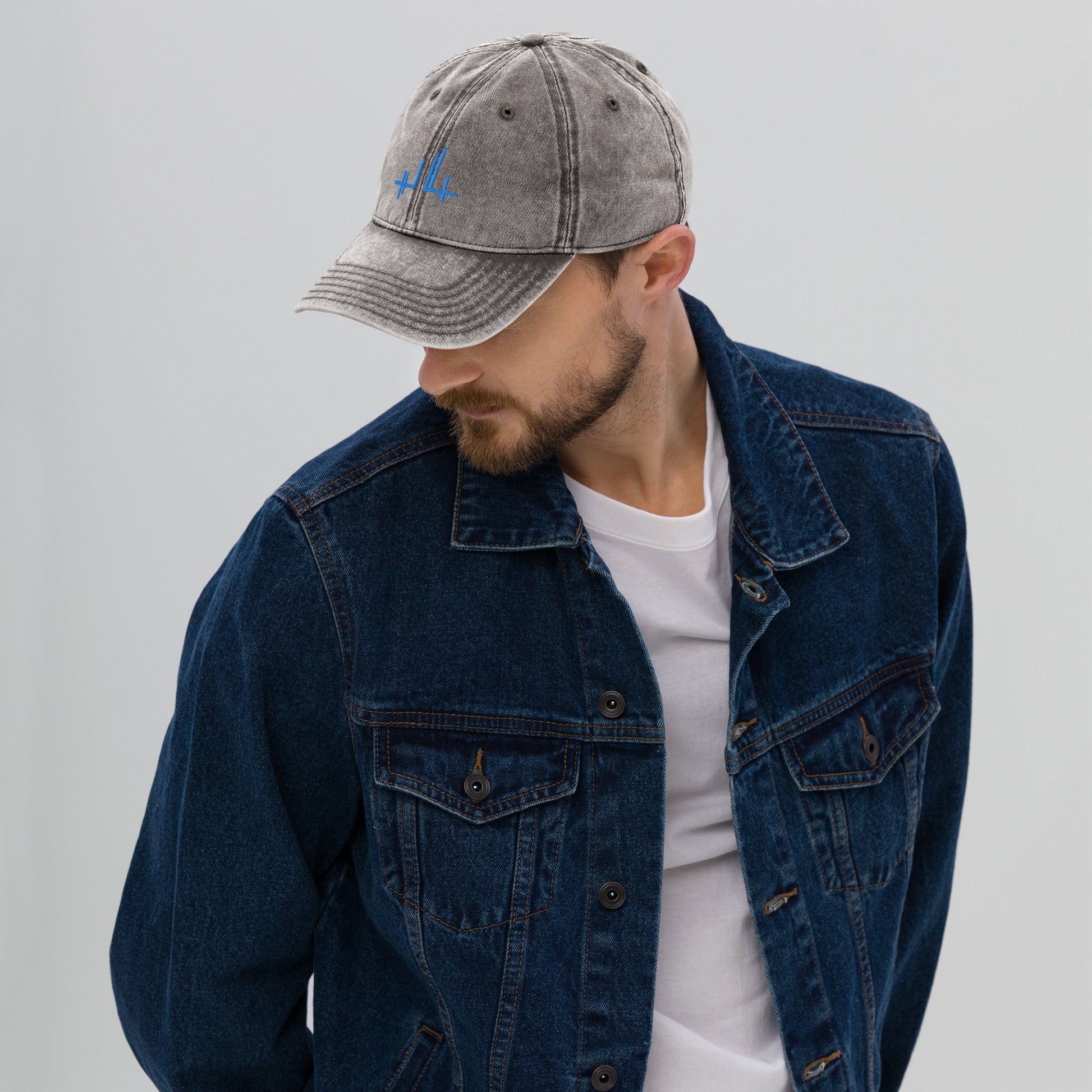 Casquette Vintage en Sergé de Coton - signature bleue - Jiel - artiste