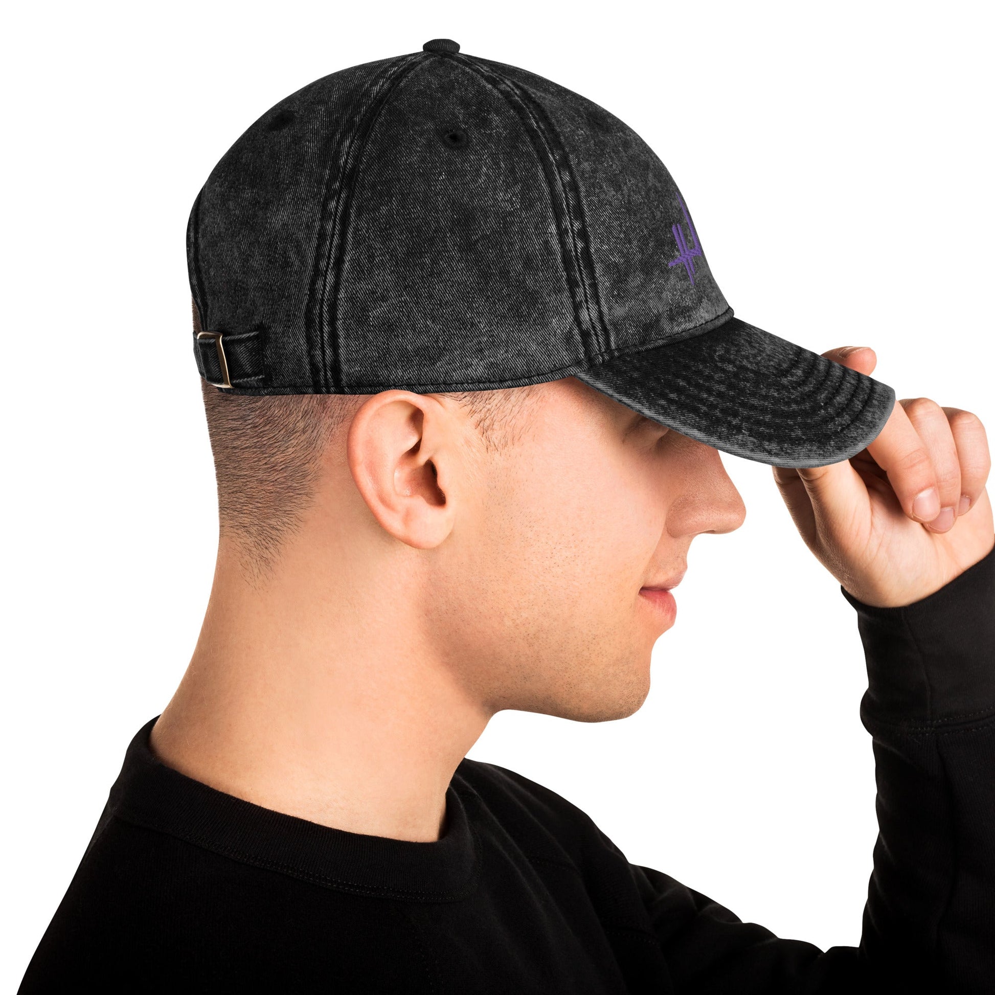 Casquette Vintage en Sergé de Coton - signature violette - Jiel - artiste