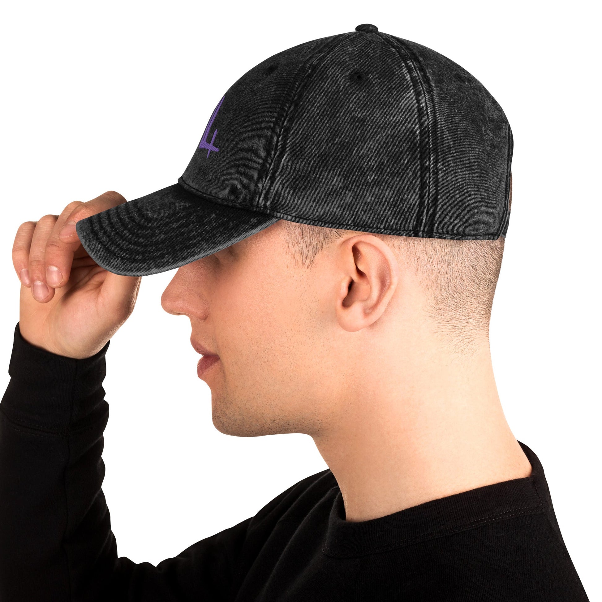 Casquette Vintage en Sergé de Coton - signature violette - Jiel - artiste