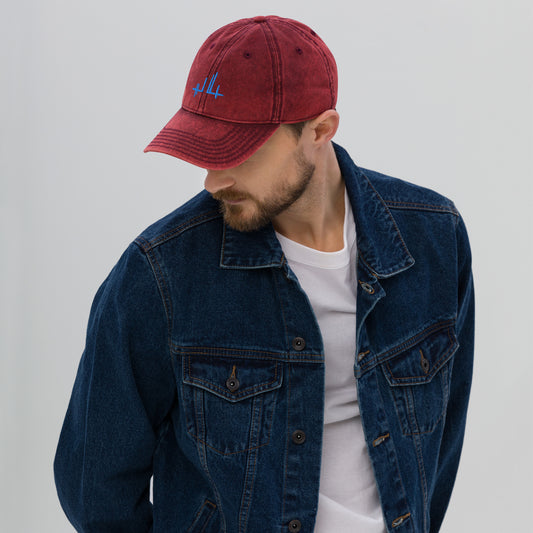 Casquette Vintage en Sergé de Coton - signature bleue